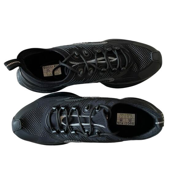 Gucci Run Sneaker Interlocking G Black Technical Knit Men's Size 12.5 US 13 NEW - Picture 5 of 16